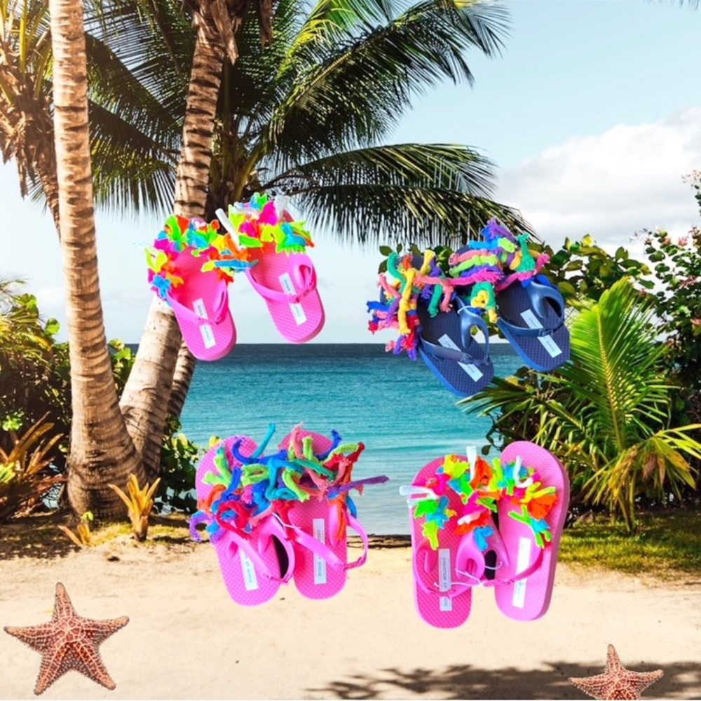 Beach ready handmade up style flip flops for toddler & big kids